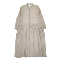 GRANDMA MAMA DAUGHTER リネンスタンドカラーギャザーワンピース GE2111971-201021 ベージュ レディース グランマママドーター【中古】5-0405M♪