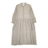 GRANDMA MAMA DAUGHTER リネンスタンドカラーギャザーワンピース GE2111971-201021 ベージュ レディース グランマママドーター【中古】5-0405M♪