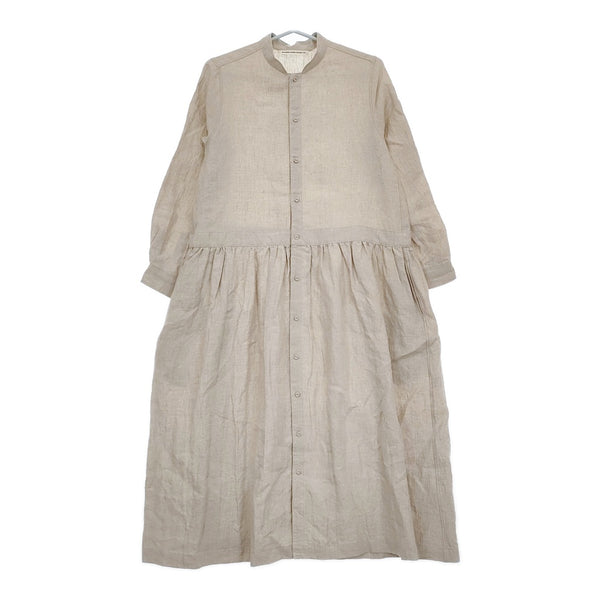 GRANDMA MAMA DAUGHTER リネンスタンドカラーギャザーワンピース GE2111971-201021 ベージュ レディース グランマママドーター【中古】5-0405M♪