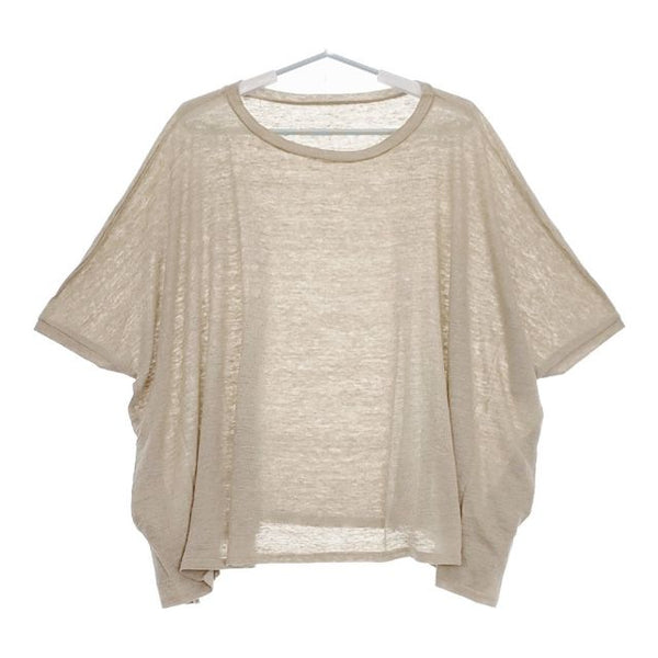 veritecoeur VCC-234 リネンスクエアチュニック ショート 半袖Ｔシャツ カットソー ベージュ レディース ヴェリテクール【中古】5-0507S∞