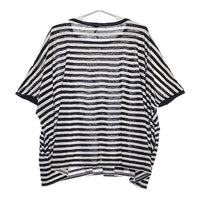 veritecoeur VCC-234 ボーダー リネンスクエアチュニック ショート 半袖Ｔシャツ カットソー ネイビー ホワイト レディース ヴェリテクール【中古】5-0507S∞