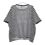 veritecoeur VCC-234 ボーダー リネンスクエアチュニック ショート 半袖Ｔシャツ カットソー ネイビー ホワイト レディース ヴェリテクール【中古】5-0507S∞