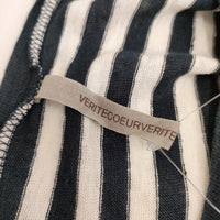 veritecoeur VCC-234 ボーダー リネンスクエアチュニック ショート 半袖Ｔシャツ カットソー ネイビー ホワイト レディース ヴェリテクール【中古】5-0507S∞
