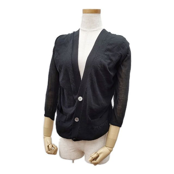 Sacai C4-00213 ポリエステルコットンニット カーディガン ブラック レディース サカイ【中古】5-0324M∞