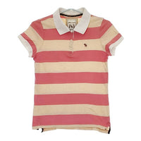 Abercrombie & Fitch ボーダー 半袖 ポロシャツ ベージュ ピンク レディース アバクロンビー&フィッチ【中古】5-0507S∞