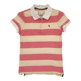 Abercrombie & Fitch ボーダー 半袖 ポロシャツ ベージュ ピンク レディース アバクロンビー&フィッチ【中古】5-0507S∞