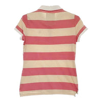 Abercrombie & Fitch ボーダー 半袖 ポロシャツ ベージュ ピンク レディース アバクロンビー&フィッチ【中古】5-0507S∞