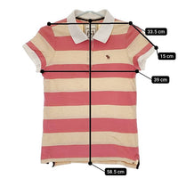 Abercrombie & Fitch ボーダー 半袖 ポロシャツ ベージュ ピンク レディース アバクロンビー&フィッチ【中古】5-0507S∞