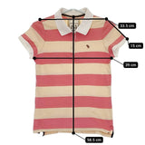 Abercrombie & Fitch ボーダー 半袖 ポロシャツ ベージュ ピンク レディース アバクロンビー&フィッチ【中古】5-0507S∞