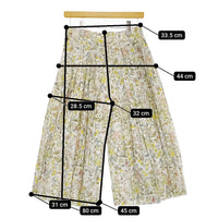 YAECA TUCK CULOTTE LIBERTY リバティ柄 14787 サイズM コットン ガウチョパンツ ホワイト タグ表記：FLOWER レディース ヤエカ【中古】4-1209M△