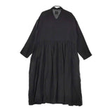 Gauze# リネン ギャザーワンピース サイズF 長袖 ワンピース ブラック レディース ガーゼ【中古】5-0404M△