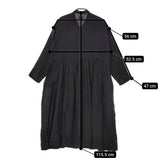 Gauze# リネン ギャザーワンピース サイズF 長袖 ワンピース ブラック レディース ガーゼ【中古】5-0404M△