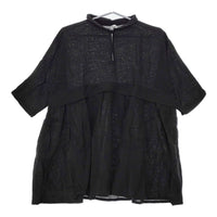 Gauze# タックブラウス 長袖 リネン サイズF チュニック ブラック レディース ガーゼ【中古】5-0404M△