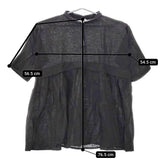 Gauze# タックブラウス 長袖 リネン サイズF チュニック ブラック レディース ガーゼ【中古】5-0404M△