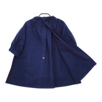 THE FACTORY TF17SS-0104 ポプリンシャーリングネックブラウス コットン 半袖シャツ ネイビー レディース ザファクトリー【中古】5-0515S∞