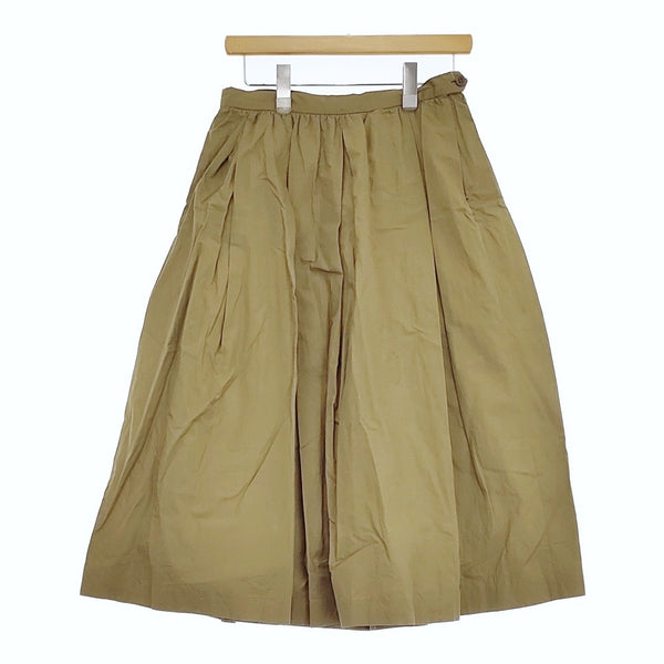 YAECA 未使用品 TUCK SKIRT  定価38000円 98605 サイズM コットンラミー ロングスカート カーキ レディース ヤエカ【中古】4-1209M△