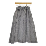 Lin francais d'antan ウエストリボン ギンガムチェック リネン スカート ブラック ホワイト レディース ランフランセダンタン【中古】5-0404M△