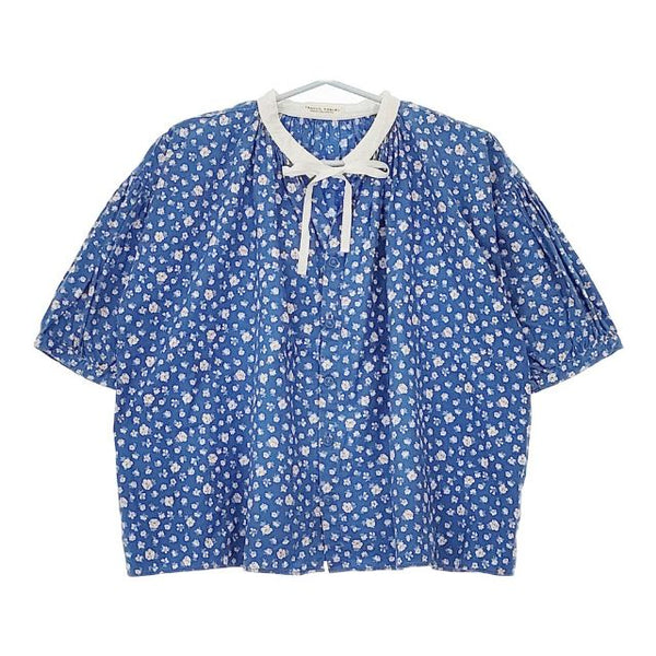 TRAVAIL MANUEL インディゴ 花柄 半袖シャツ ブルー レディース トラバイユマニュアル【中古】5-0515S∞