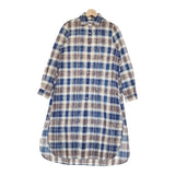 YAECA COMFORT SHIRT DRESS  68121 マドラスチェック コットン サイズM ワンピース ネイビー アイボリー レディース ヤエカ【中古】4-1209M△