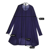 FACTORY ワイド チュニック レーヨンコットン 長袖 ワンピース ネイビー レディース ファクトリー【中古】4-1209M△