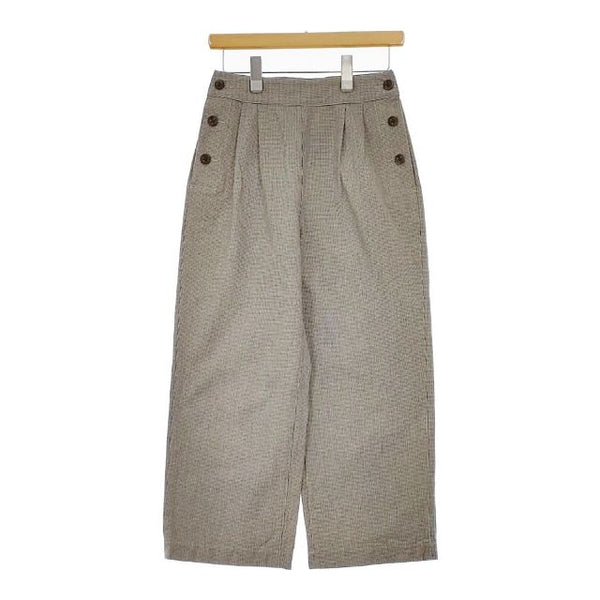 MHL. 595-7243502 千鳥格子 タック入り CHEF CHECK COTTON WOOL TROUSERS パンツ ブラック ベージュ レディース エムエイチエル【中古】5-0203G∞