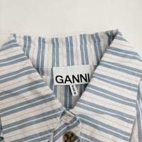 GANNI オープンシャツ サイズ36 ストライプ 長袖シャツ ホワイト ライトブルー レディース ガニー【中古】5-0323M♪