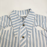 GANNI オープンシャツ サイズ36 ストライプ 長袖シャツ ホワイト ライトブルー レディース ガニー【中古】5-0323M♪