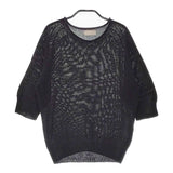 MARGARET HOWELL 578-8163003 サイズ2 リネンコットン 七分袖 セーター ニット ブラック レディース マーガレットハウエル【中古】5-0323M♪