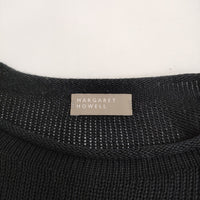 MARGARET HOWELL 578-8163003 サイズ2 リネンコットン 七分袖 セーター ニット ブラック レディース マーガレットハウエル【中古】5-0323M♪