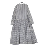 holk DRESS (STRIPE) ストライプ ギャザー サイズ0 コットン ワンピース グレー ホワイト レディース ホーク【中古】5-0310M△