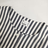 holk DRESS (STRIPE) ストライプ ギャザー サイズ0 コットン ワンピース グレー ホワイト レディース ホーク【中古】5-0310M△