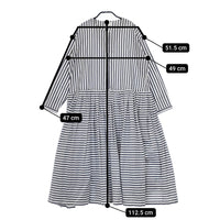 holk DRESS (STRIPE) ストライプ ギャザー サイズ0 コットン ワンピース グレー ホワイト レディース ホーク【中古】5-0310M△