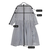 holk DRESS (STRIPE) ストライプ ギャザー サイズ0 コットン ワンピース グレー ホワイト レディース ホーク【中古】5-0310M△