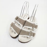 BIRKENSTOCK Arizona Shearling アリゾナシアリング ファー 23cm ナロー幅 サンダル ベージュ レディース ビルケンシュトック【中古】4-1125T◎