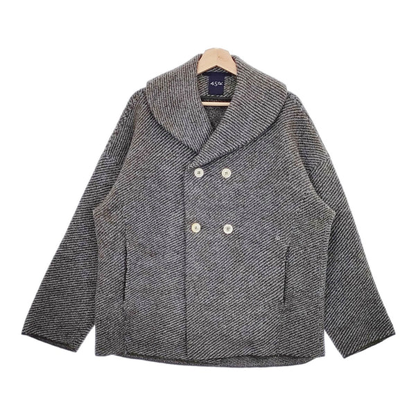 45R/45rpm ツイルKNIT PEA JACKET 定価59400円 ピーコート Lブルー カーキ レディース フォーティーファイブアールピーエム【中古】4-1105A♪