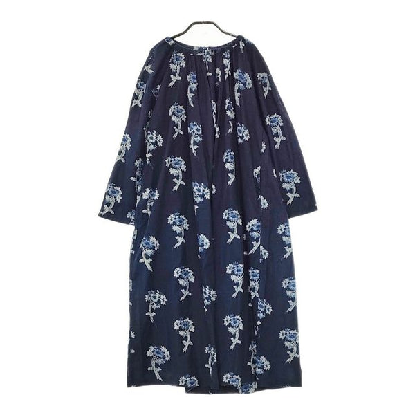 45R/45rpm タペットのお花柄ギャザードレス（インディゴ） 定価70400円 ワンピース ネイビー レディース フォーティーファイブアールピーエム【中古】5-0324M∞