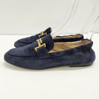 TOD'S ダブルTシューズ ローファー スリッポン サイズ34 シューズ・靴 ネイビー レディース トッズ【中古】4-1211G◎