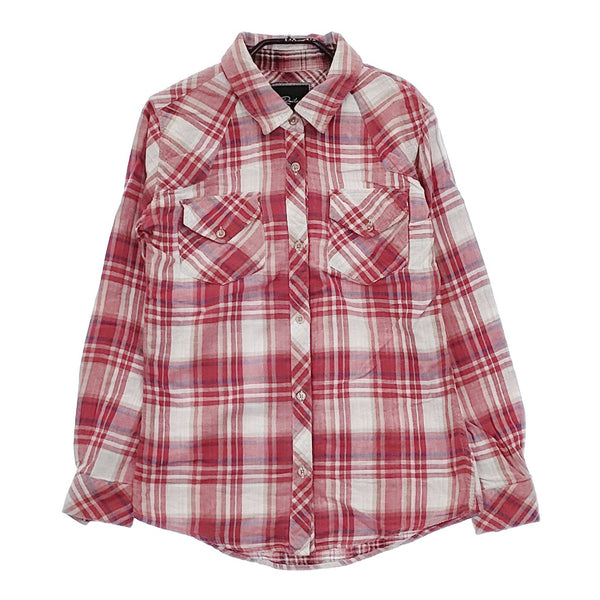 Rails コットン  チェック柄 ガーゼ サイズXS 長袖シャツ レッド ホワイト レディース レイルズ【中古】5-0404M△