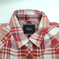 Rails コットン  チェック柄 ガーゼ サイズXS 長袖シャツ レッド ホワイト レディース レイルズ【中古】5-0404M△