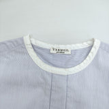 VERMEIL par iena Thomas mason スタンドカラーシャツ ロング丈 サイズ36 ピンストライプ 長袖シャツ ライトブルー ホワイト レディース ヴェルメイユパーイエナ【中古】5-0404M△