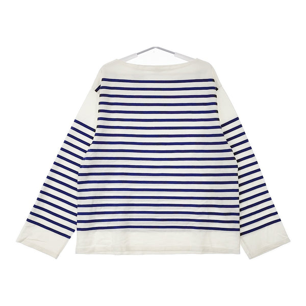 LENO BASQUE SHIRT バスクシャツ サイズ2 定価22000円 ボーダー 長袖Ｔシャツ カットソー ロンＴ ホワイト ブルー レディース リノ【中古】5-0323M♪