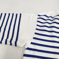 LENO BASQUE SHIRT バスクシャツ サイズ2 定価22000円 ボーダー 長袖Ｔシャツ カットソー ロンＴ ホワイト ブルー レディース リノ【中古】5-0323M♪