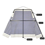 LENO BASQUE SHIRT バスクシャツ サイズ2 定価22000円 ボーダー 長袖Ｔシャツ カットソー ロンＴ ホワイト ブルー レディース リノ【中古】5-0323M♪