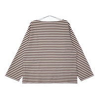 LENO BASQUE SHIRT バスクシャツ 1 定価22000円 ボーダーTシャツ カットソー ロンT アイボリー ワインレッド レディース リノ【中古】5-0323M♪