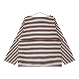 LENO BASQUE SHIRT バスクシャツ 1 定価22000円 ボーダーTシャツ カットソー ロンT アイボリー ワインレッド レディース リノ【中古】5-0323M♪