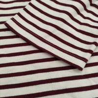 LENO BASQUE SHIRT バスクシャツ 1 定価22000円 ボーダーTシャツ カットソー ロンT アイボリー ワインレッド レディース リノ【中古】5-0323M♪
