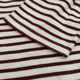 LENO BASQUE SHIRT バスクシャツ 1 定価22000円 ボーダーTシャツ カットソー ロンT アイボリー ワインレッド レディース リノ【中古】5-0323M♪
