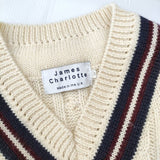 James Charlotte ケーブル イギリス製 3307-H ウール プルオーバーセーター ニット アイボリー レディース ジェイムスシャルロット【中古】4-1218T∞