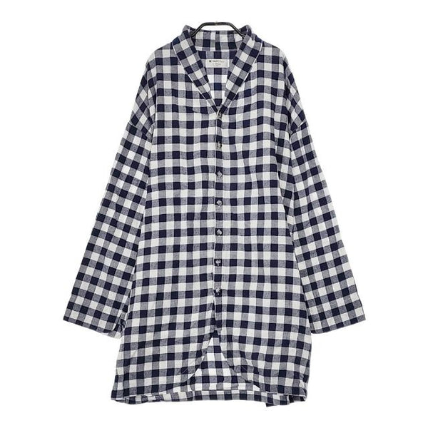 SHIPS Days Villon'd SLEEPWEAR  パジャマ 羽織り ローブ チェック コート ブルー ホワイト メンズ シップス【中古】5-0203M∞