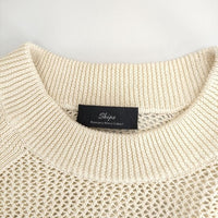 SHIPS primary navy label メッシュ編み コットン セーター ニット ベージュ レディース シップス【中古】5-0317M∞